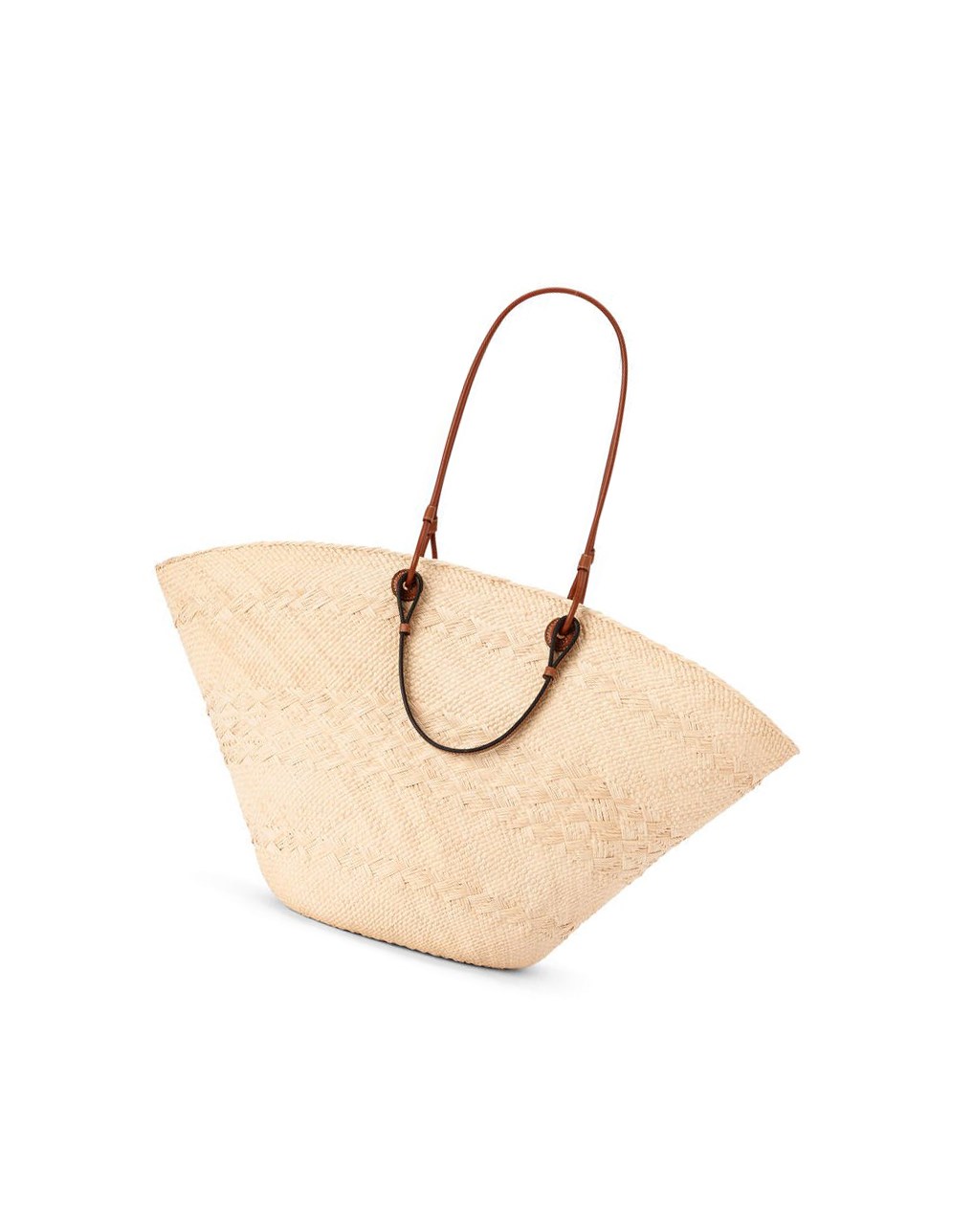 Loewe Large Anagram Basket bag in iraca palm and calfskin Natural / Tan | OGACY-2907