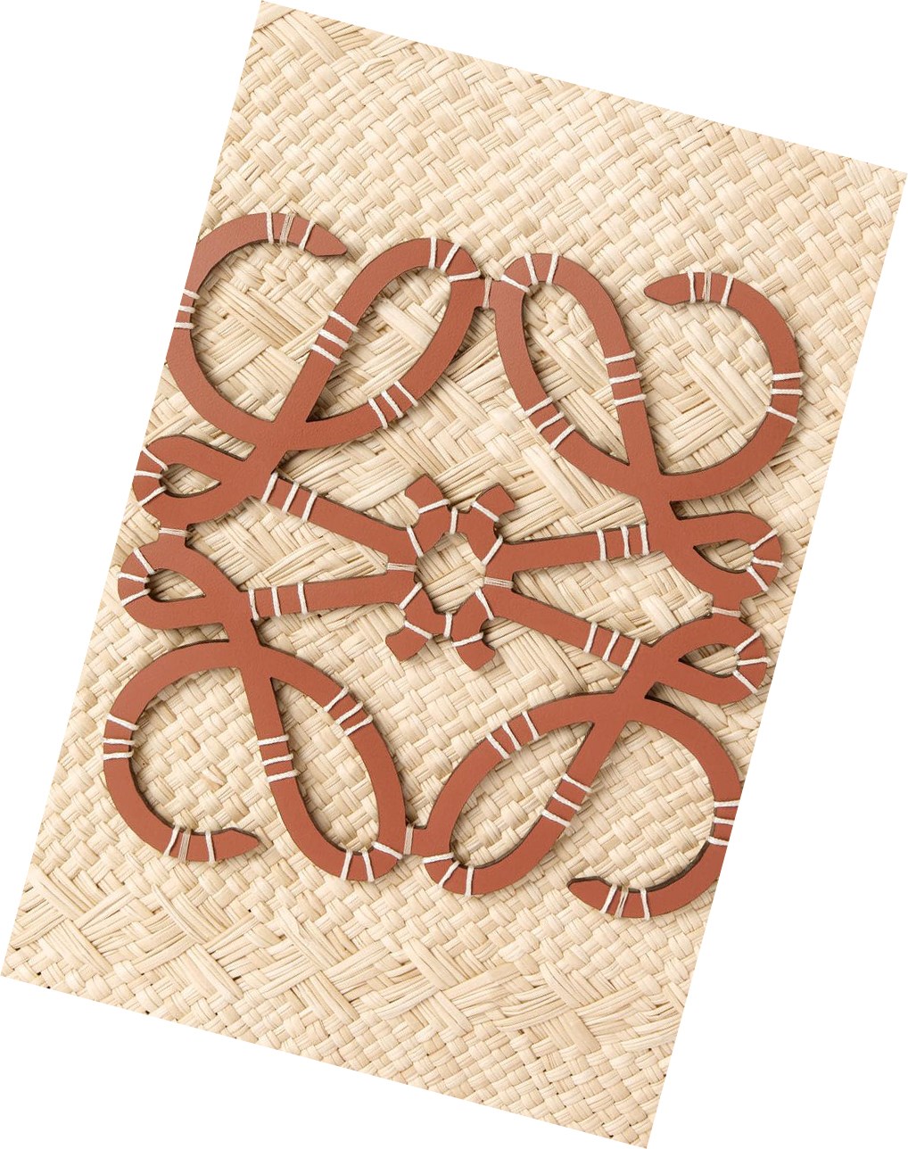 Loewe Large Anagram Basket bag in iraca palm and calfskin Natural / Tan | OGACY-2907