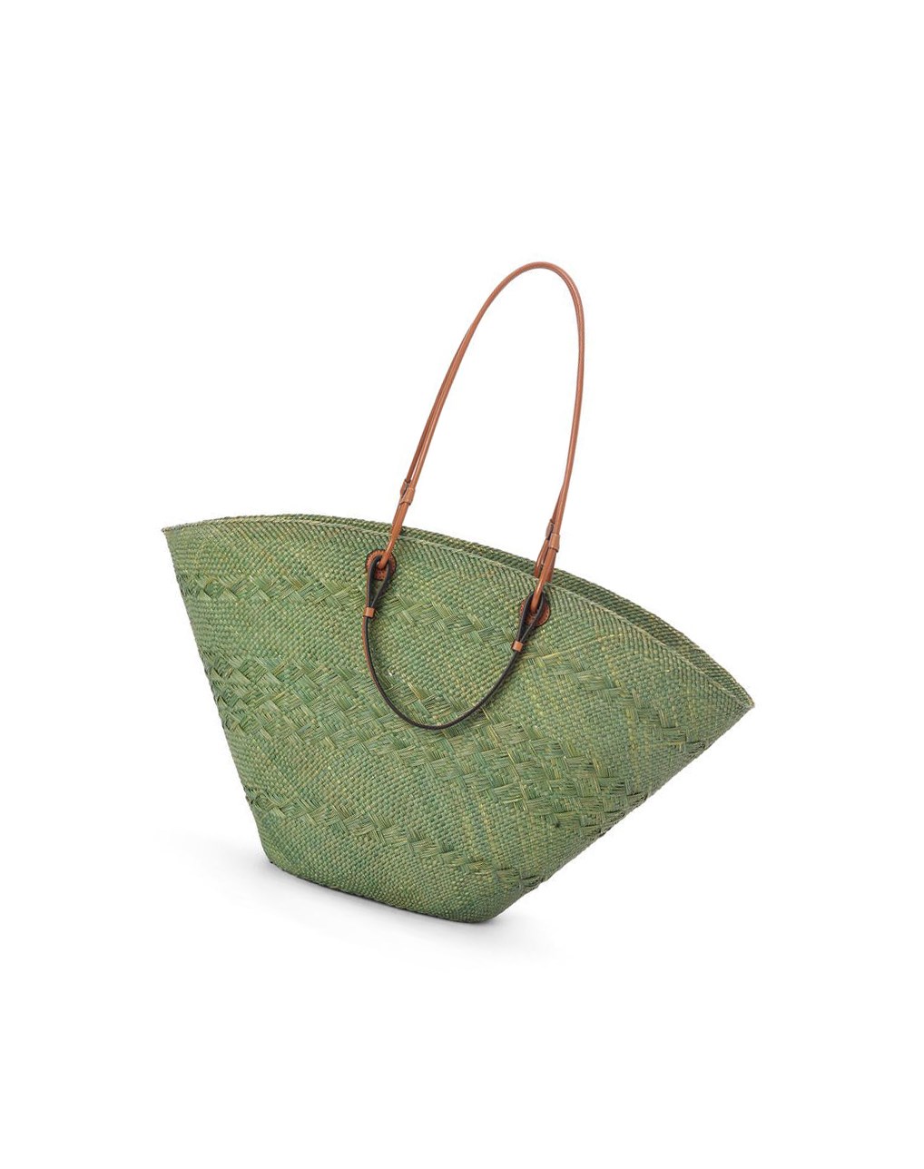 Loewe Large Anagram Basket bag in iraca palm and calfskin Verdes | ZMRFK-0542