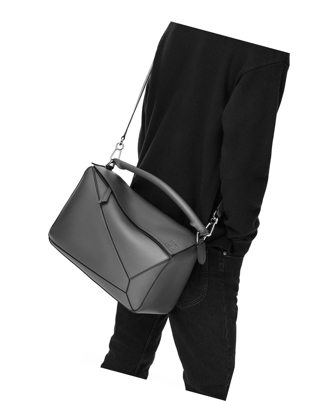 Loewe Large Puzzle Edge bag in grained calfskin Azules | TIHQD-5732