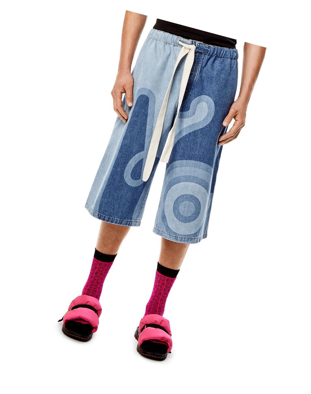 Loewe Laser print denim bermuda shorts in cotton Multitone Denim | FDAWL-3691