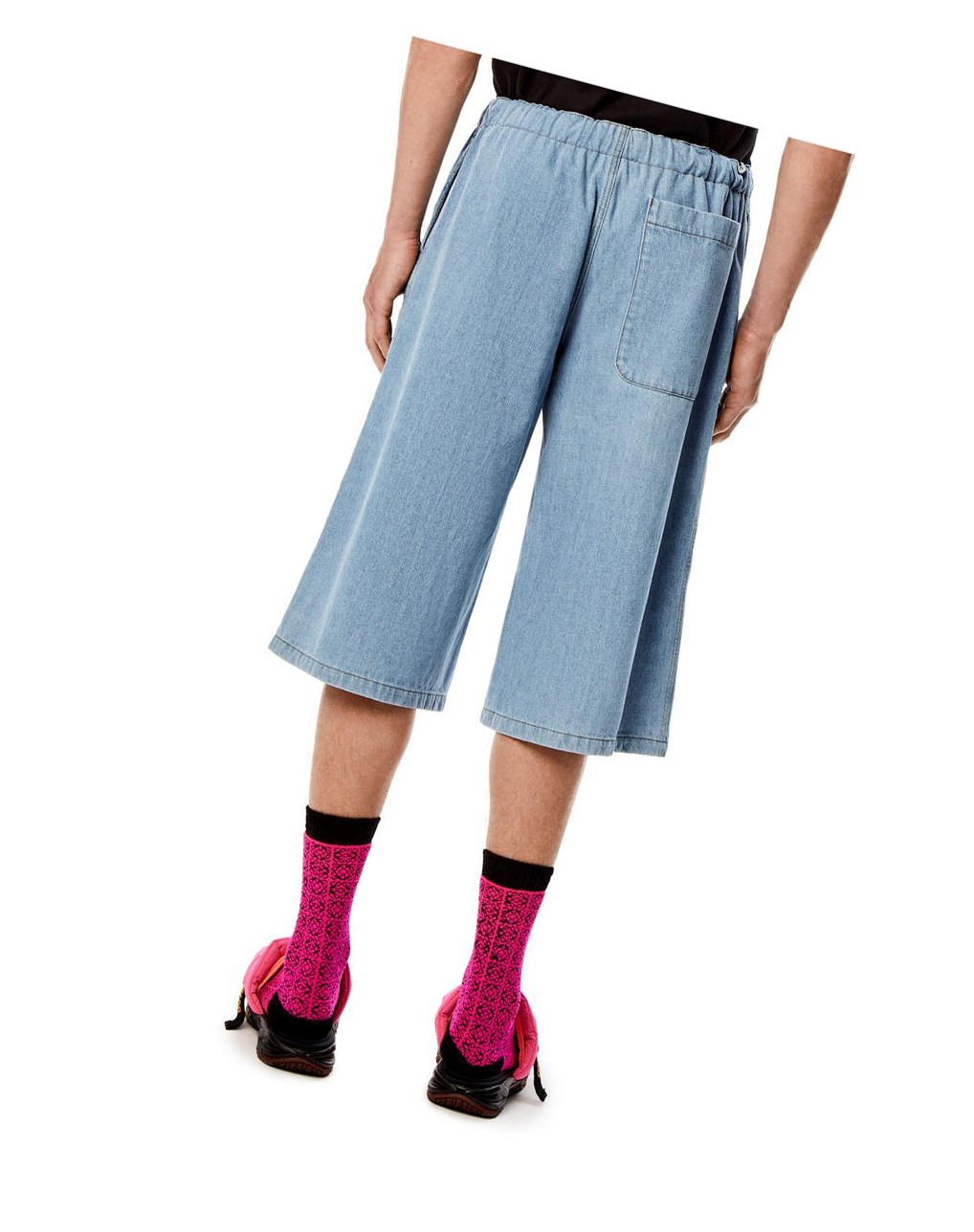 Loewe Laser print denim bermuda shorts in cotton Multitone Denim | FDAWL-3691