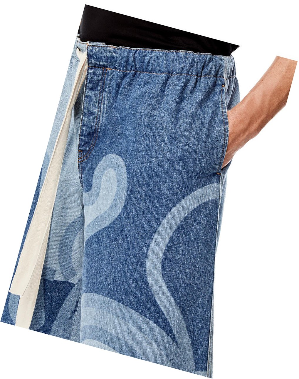 Loewe Laser print denim bermuda shorts in cotton Multitone Denim | FDAWL-3691