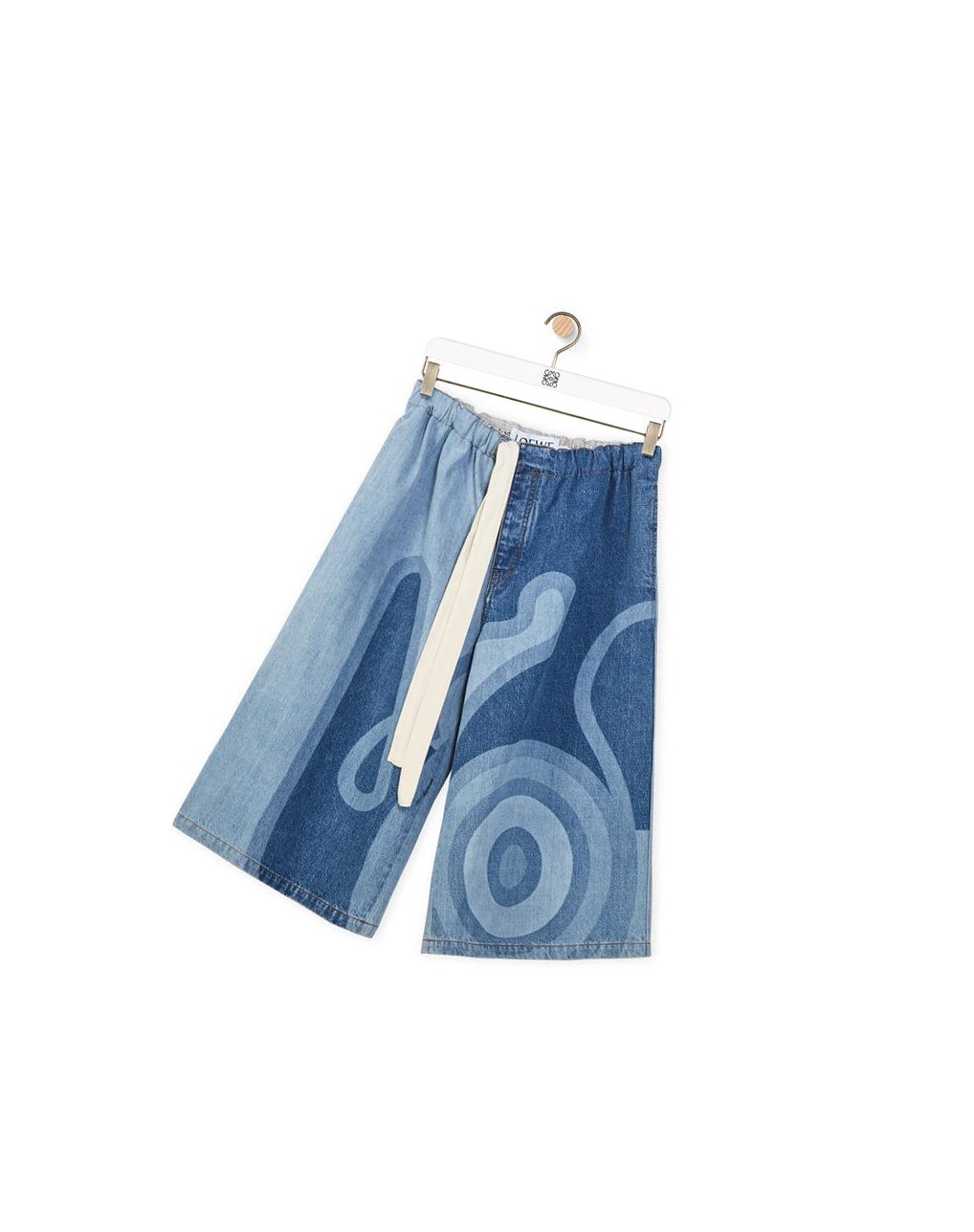 Loewe Laser print denim bermuda shorts in cotton Multitone Denim | FDAWL-3691