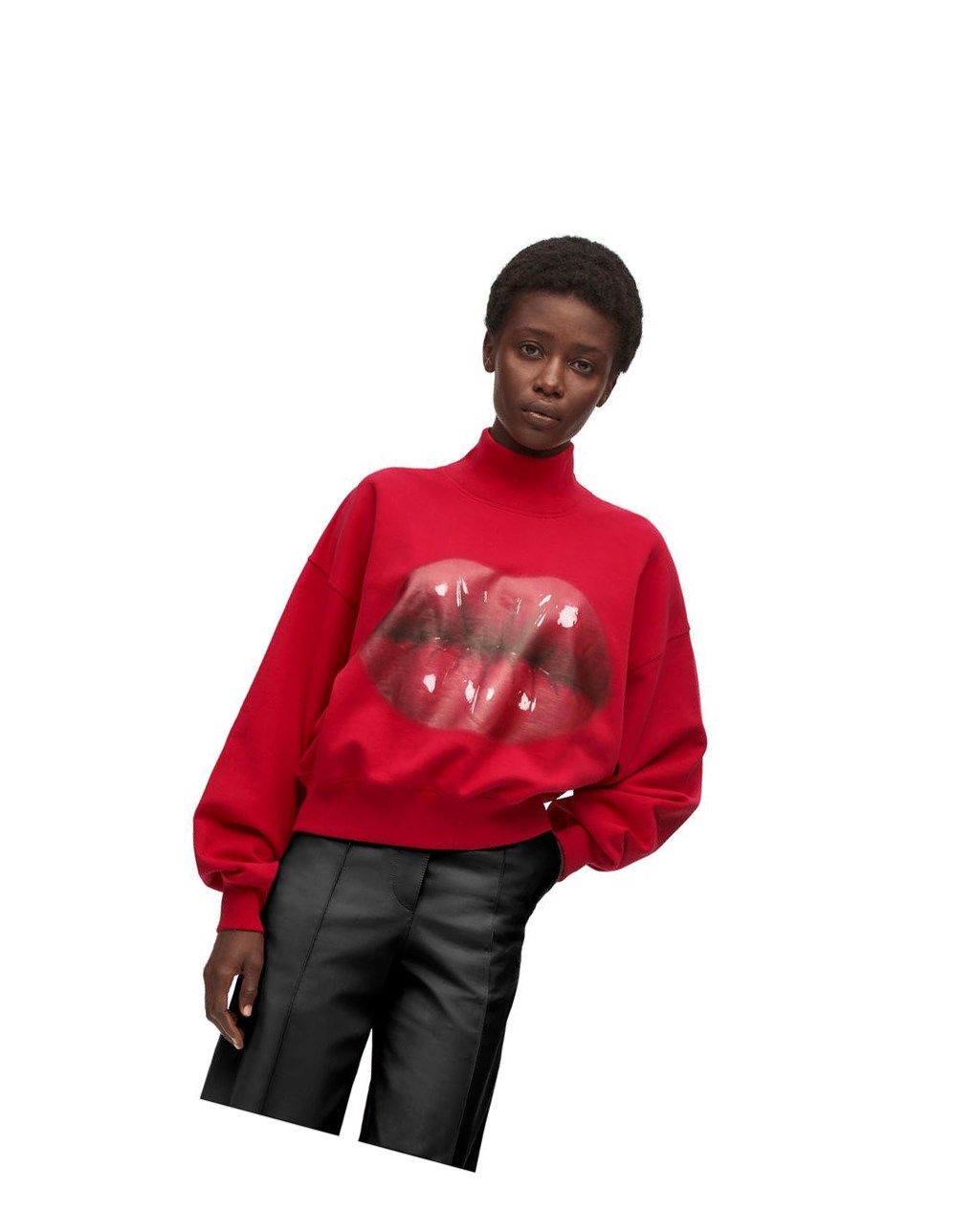 Loewe Loewe lips sweatshirt in cotton Rojos | KYMIU-6978