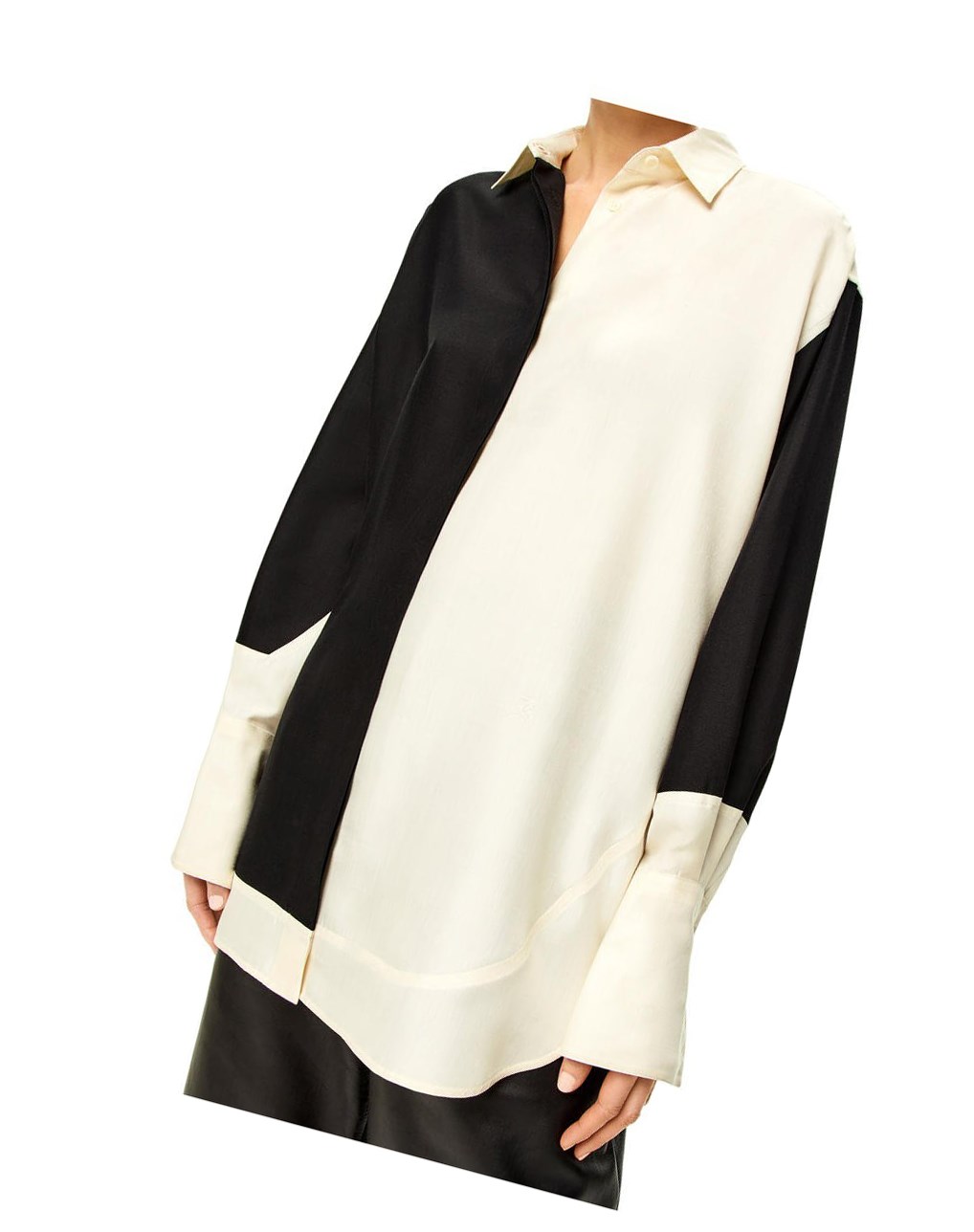 Loewe Long shirt in silk Negros Blancos | IBLVU-2457