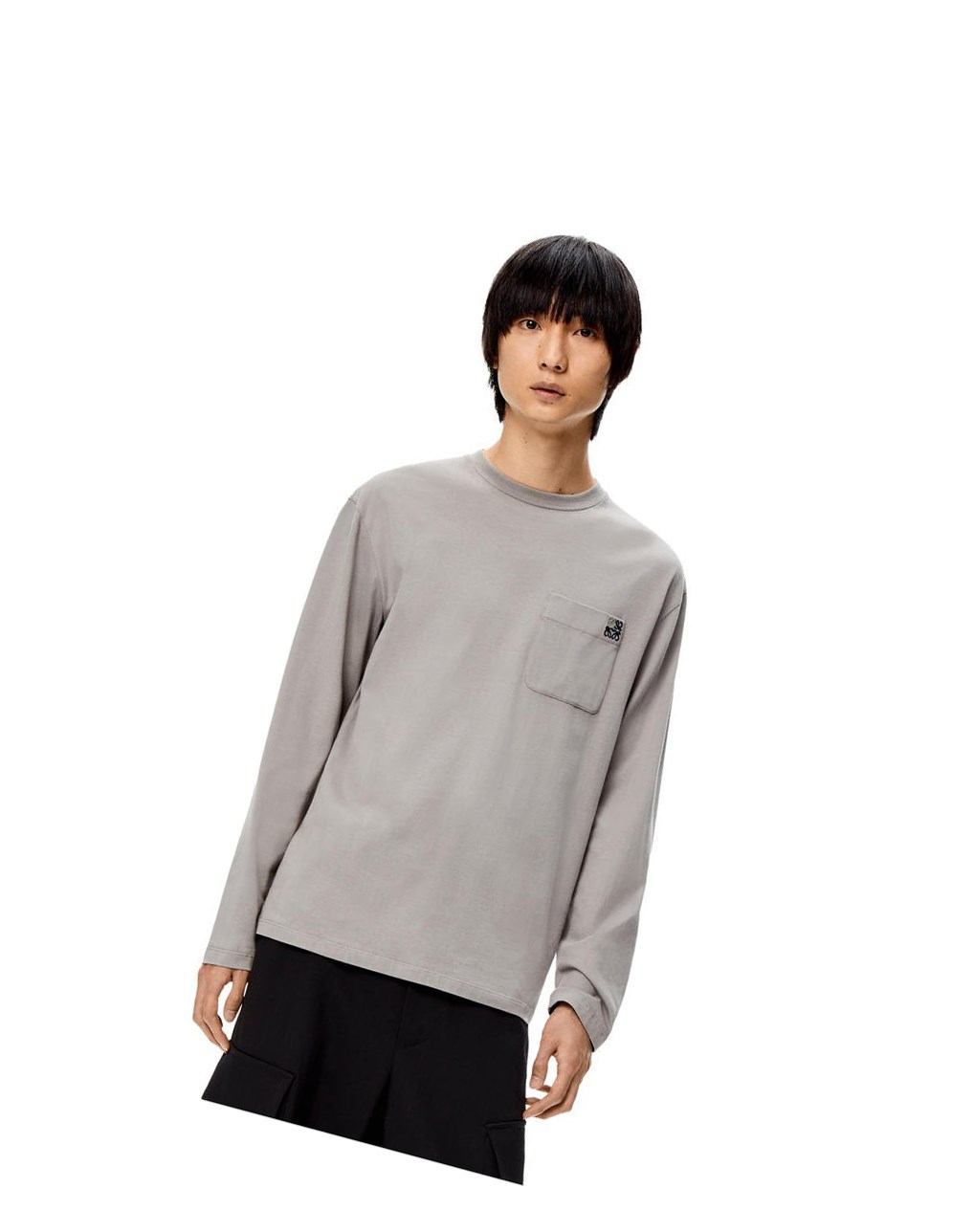 Loewe Long sleeve T-shirt in cotton Grises Oscuro | ZWEIL-3694