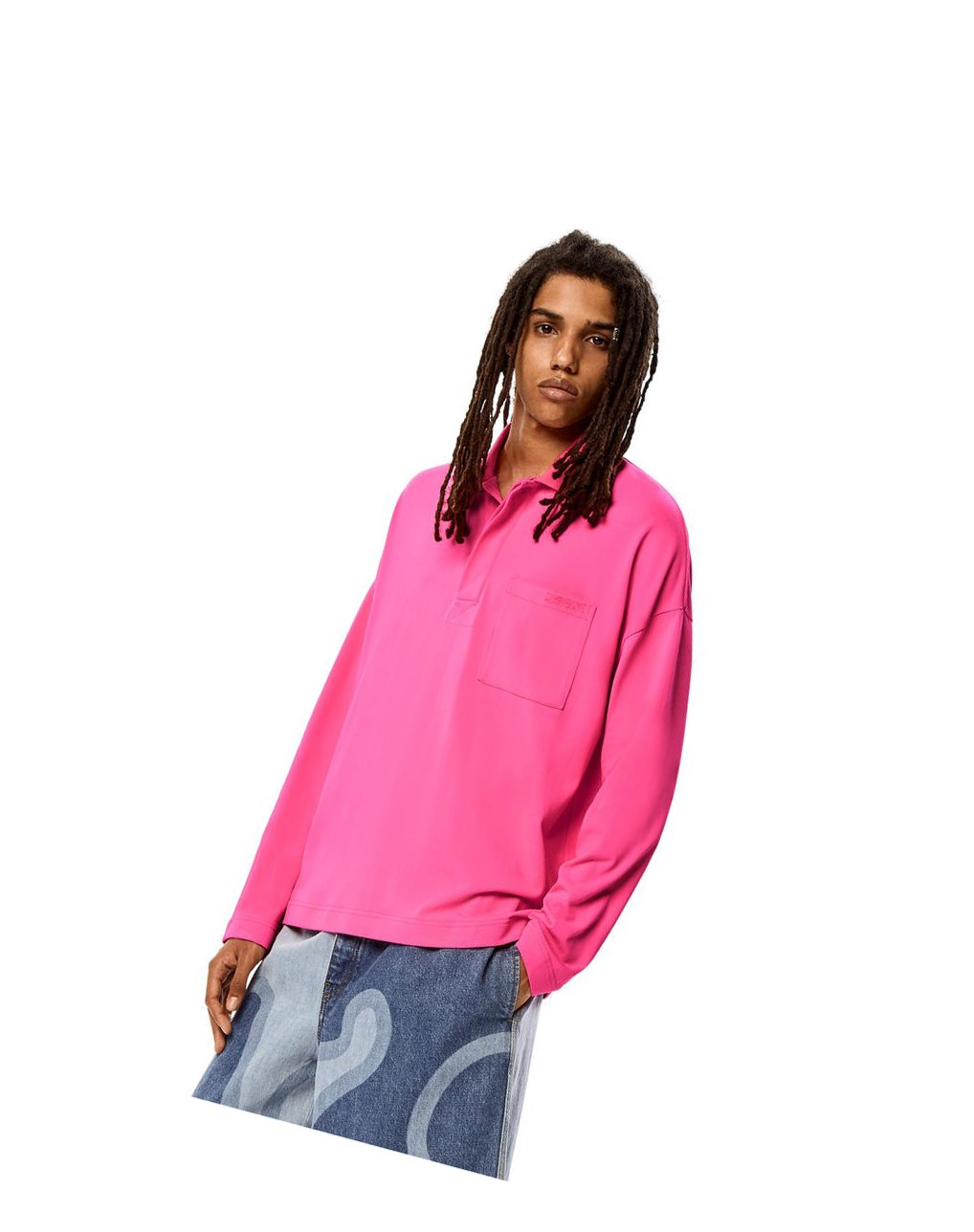 Loewe Long sleeve polo top in polyamide Rosas | URZWX-5943