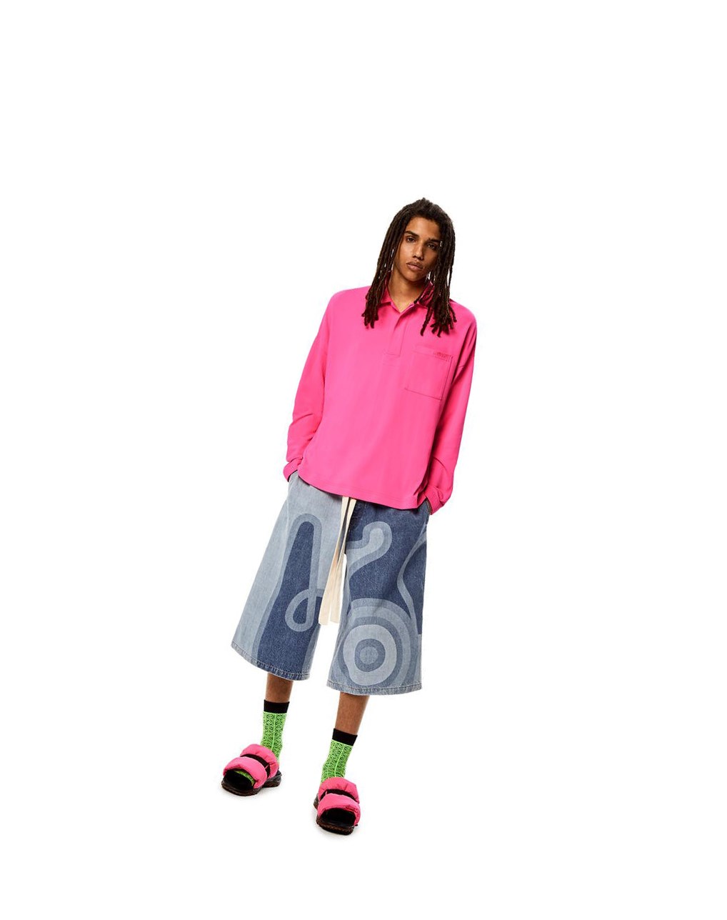 Loewe Long sleeve polo top in polyamide Rosas | URZWX-5943