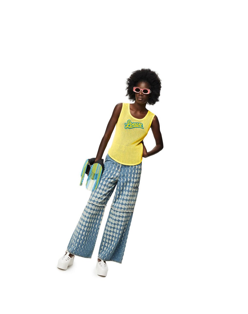 Loewe Mesh tank top in cotton Amarillos | YPGHX-4307