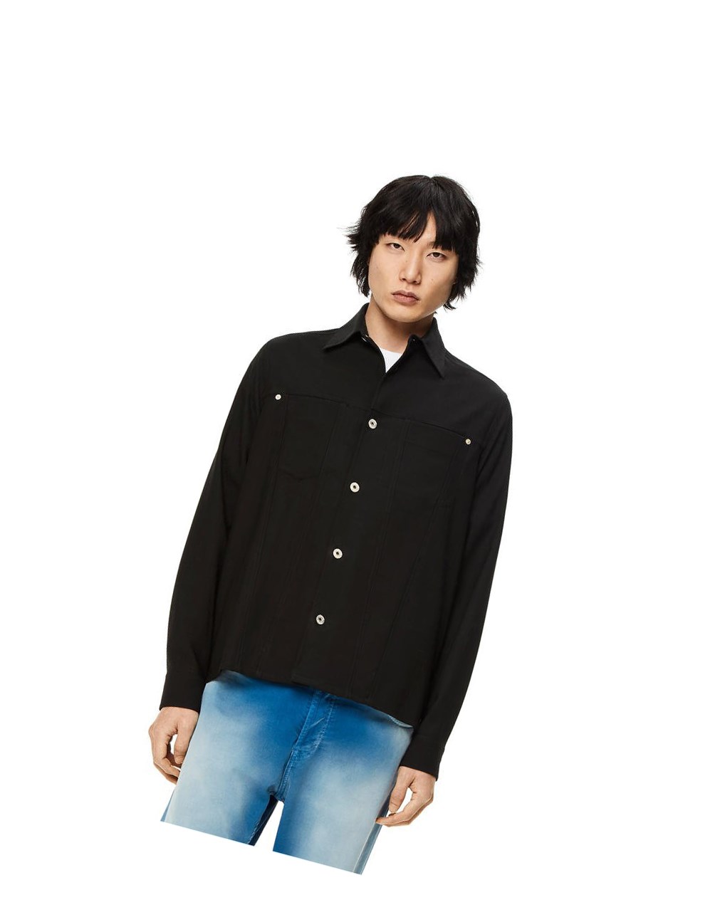 Loewe Metal button overshirt in wool Negros | WUQBL-9240