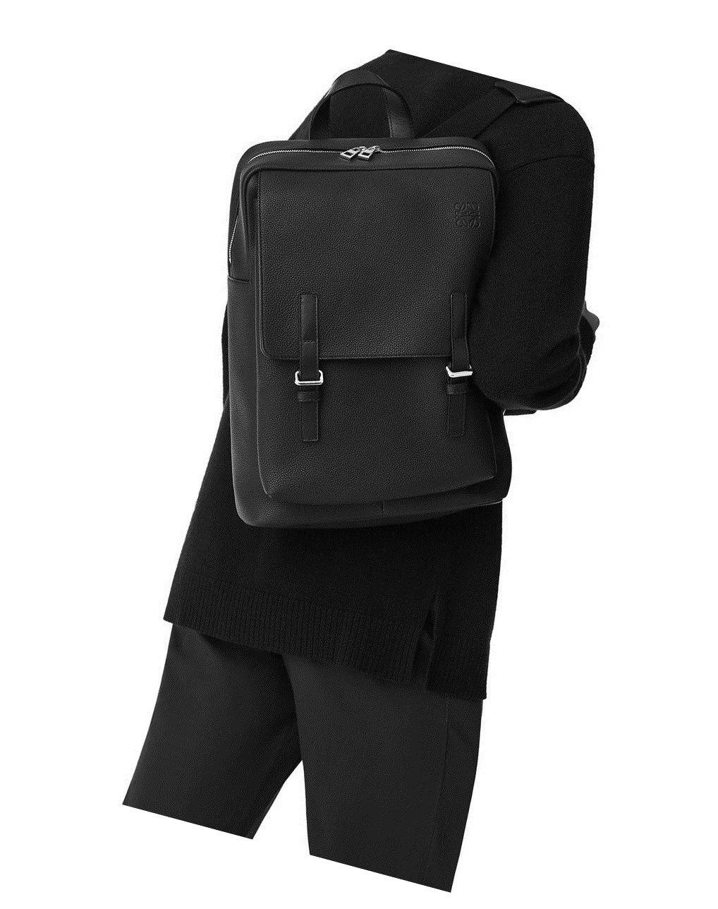 Loewe Military Backpack in soft grained calfskin Kaki Verdes | VDZXR-4562