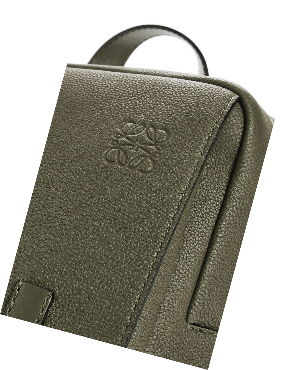 Loewe Military Backpack in soft grained calfskin Kaki Verdes | VDZXR-4562