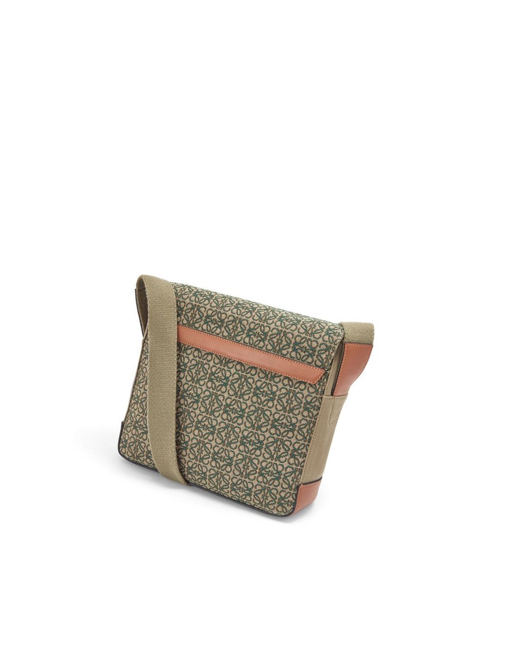 Loewe Military Satchel in Anagram jacquard and calfskin Kaki Verdes | TCQFM-1409
