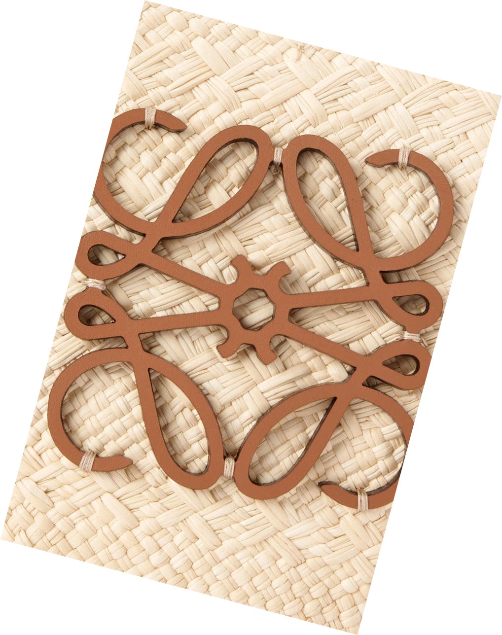 Loewe Mini Anagram Basket bag in iraca palm and calfskin Natural / Tan | FGNUZ-1298