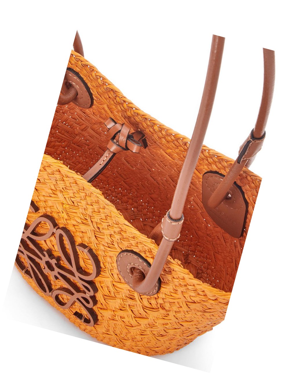 Loewe Mini Anagram Basket bag in iraca palm and calfskin Naranjas | VTPAG-5489