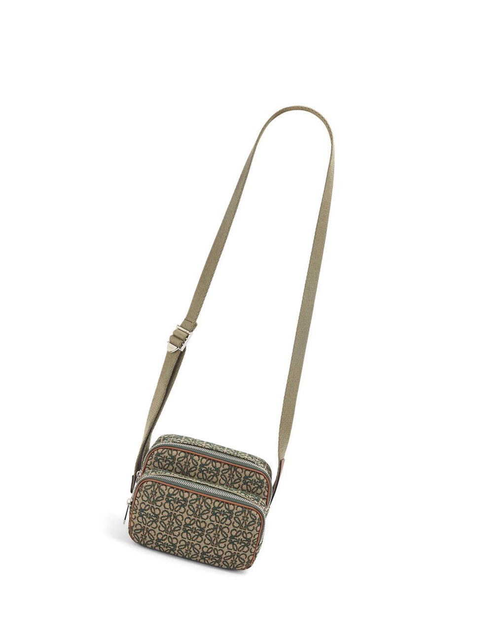 Loewe Mini Camera bag in Anagram jacquard and calfskin Kaki Verdes | TPCMA-2637