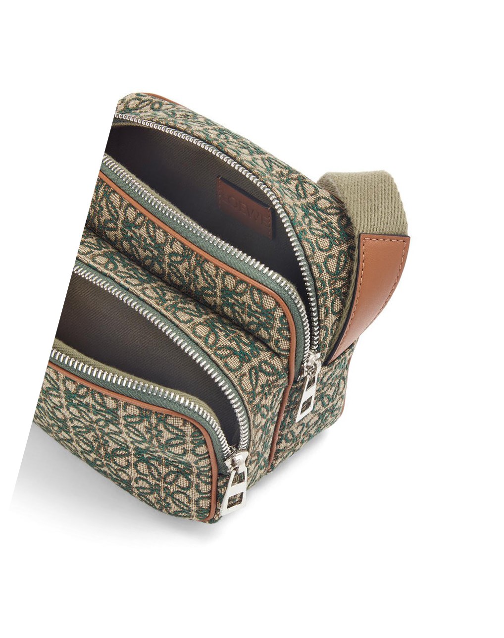Loewe Mini Camera bag in Anagram jacquard and calfskin Kaki Verdes | TPCMA-2637