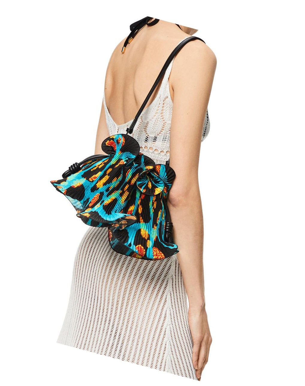 Loewe Mini Flamenco Clutch in textile and calfskin Negros | NGHOY-7240