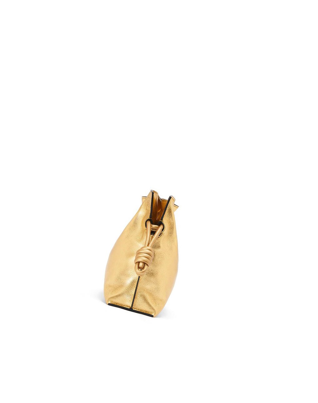 Loewe Mini Flamenco clutch in laminated nappa calfskin with chain Dorados | OCBIU-0347