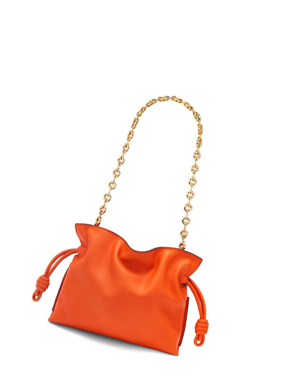Loewe Mini Flamenco clutch in nappa calfskin with chain Naranjas | CVSDG-1342