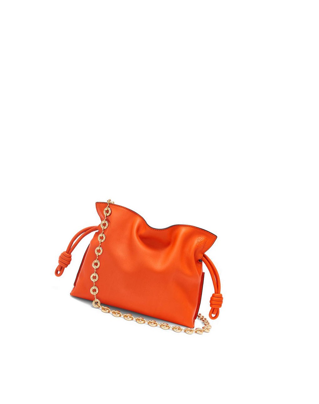 Loewe Mini Flamenco clutch in nappa calfskin with chain Naranjas | CVSDG-1342