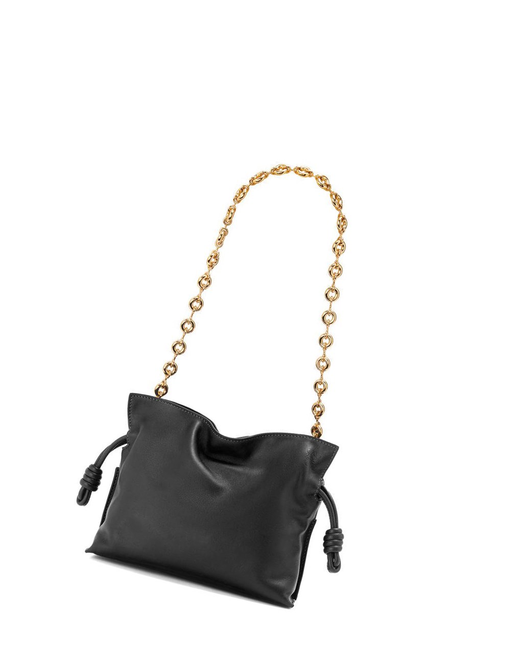 Loewe Mini Flamenco clutch in nappa calfskin with chain Negros | EWZDY-1962