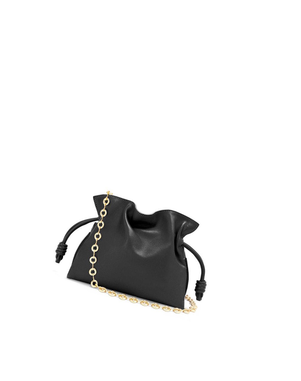Loewe Mini Flamenco clutch in nappa calfskin with chain Negros | EWZDY-1962