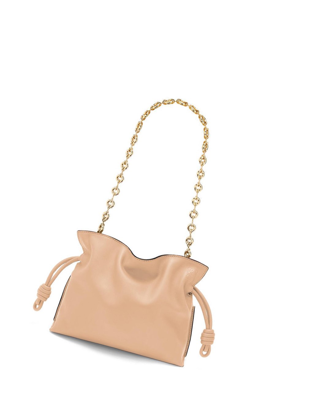 Loewe Mini Flamenco clutch in nappa calfskin with chain Nude | VZISF-0897