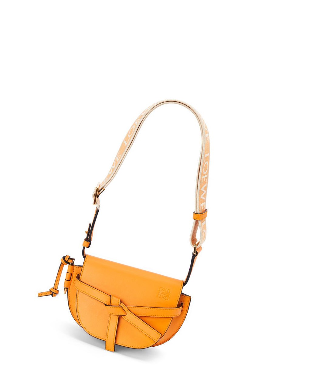 Loewe Mini Gate Dual bag in soft calfskin and jacquard Mandarin | JCYNG-0529
