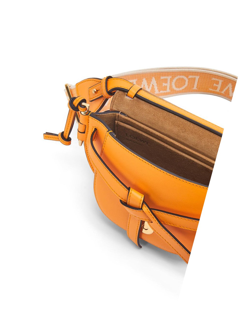 Loewe Mini Gate Dual bag in soft calfskin and jacquard Mandarin | JCYNG-0529