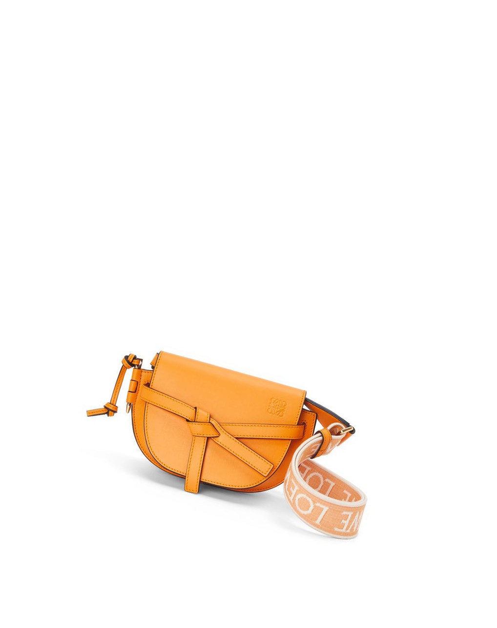 Loewe Mini Gate Dual bag in soft calfskin and jacquard Mandarin | JCYNG-0529