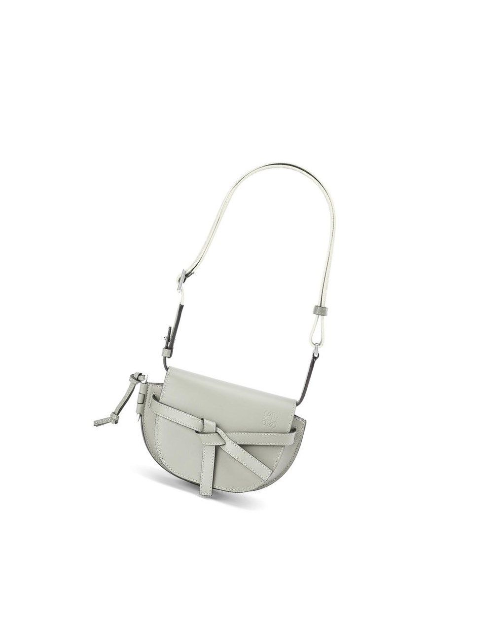 Loewe Mini Gate Dual bag in soft calfskin and jacquard Grises | RSGLJ-1023