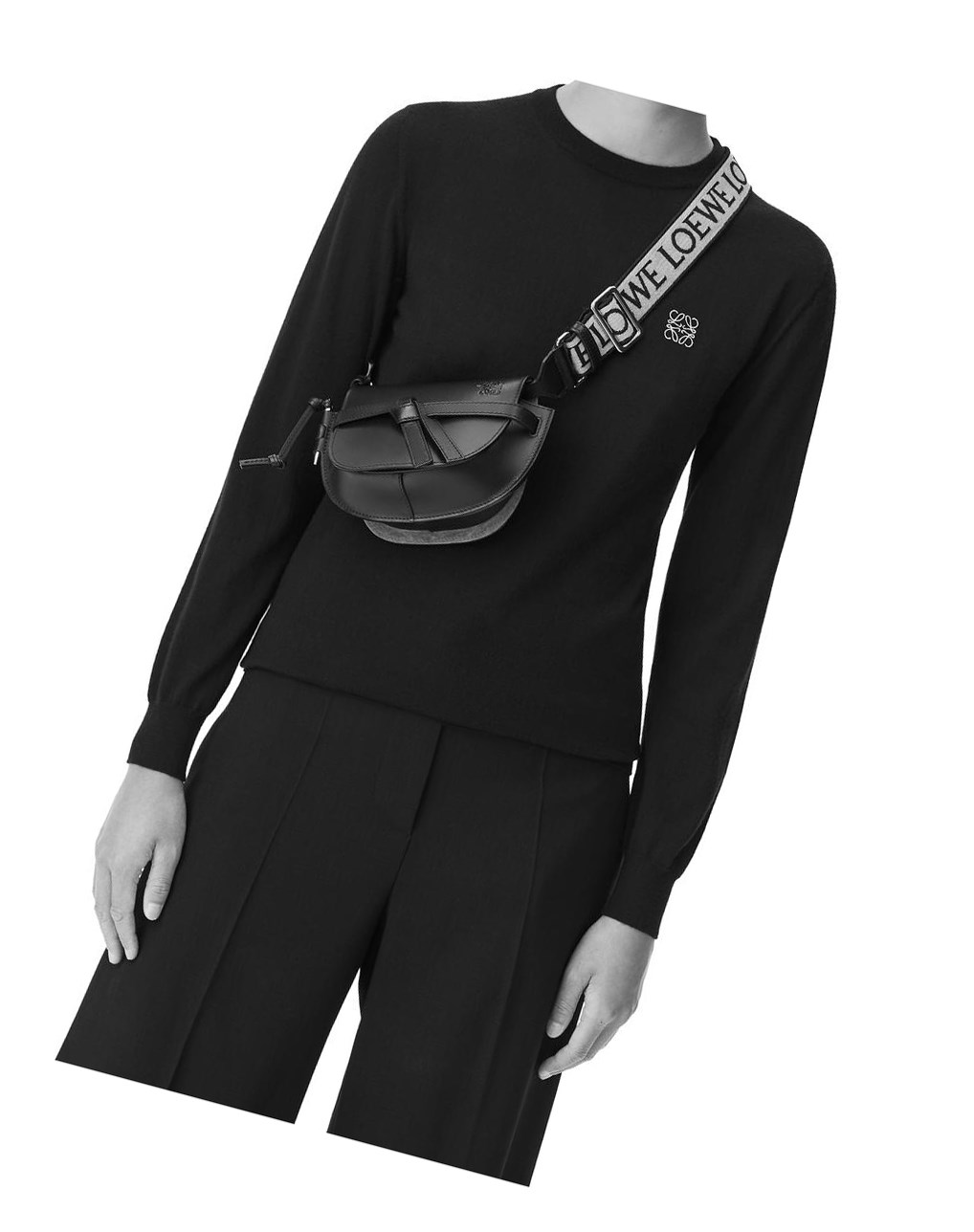 Loewe Mini Gate Dual bag in soft calfskin and jacquard Sand | WRNKT-1873