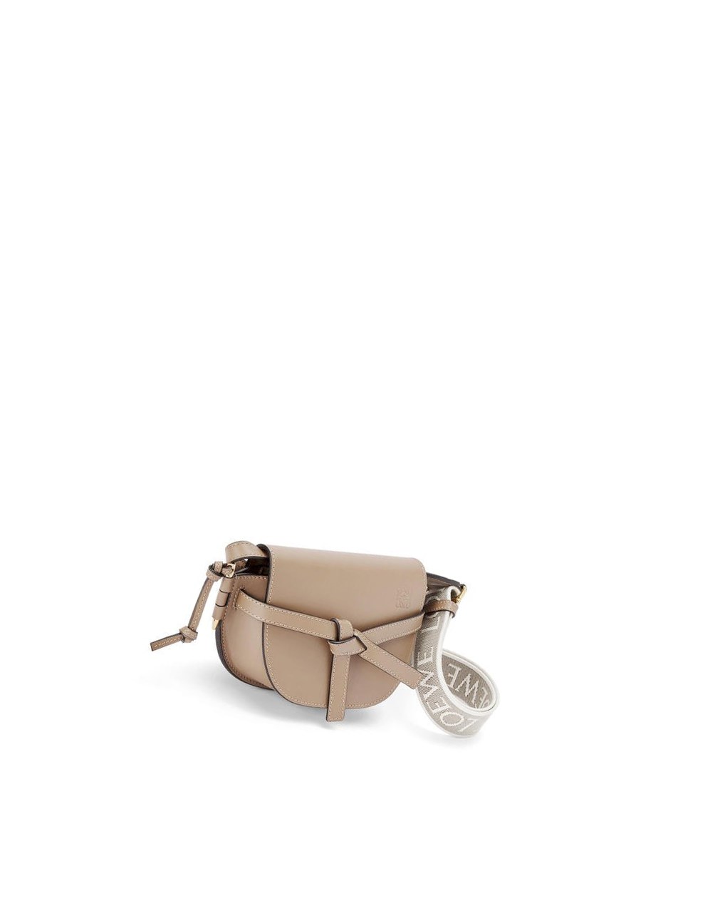 Loewe Mini Gate Dual bag in soft calfskin and jacquard Sand | WRNKT-1873