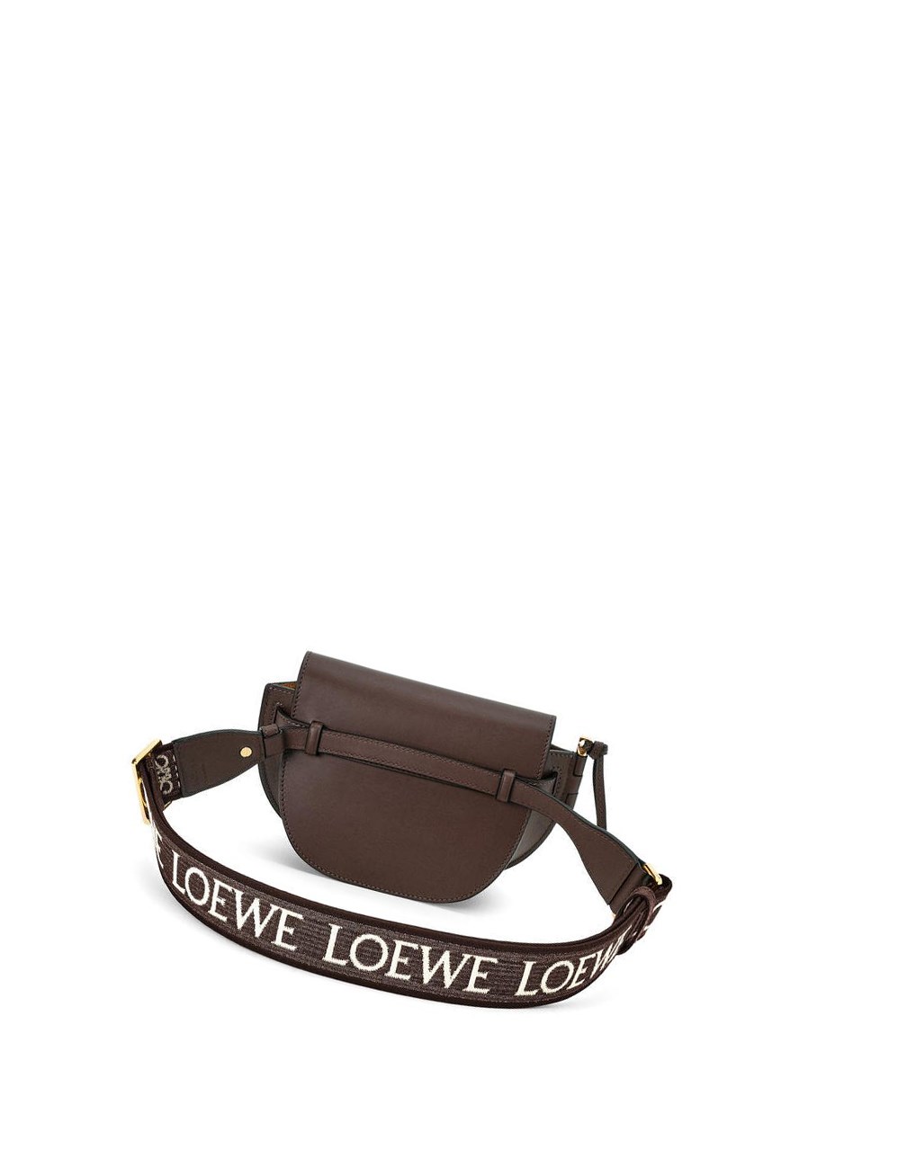 Loewe Mini Gate Dual bag in soft calfskin and jacquard Chocolate | XQTMG-7958