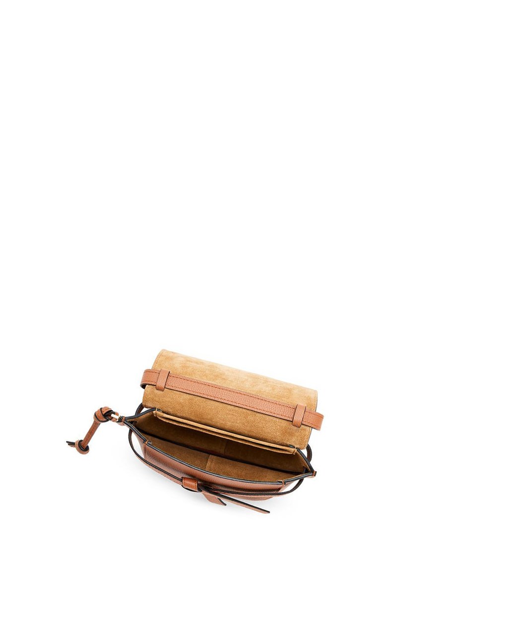 Loewe Mini Gate dual bag in pebble grain calfskin Tan | UZCSL-2437