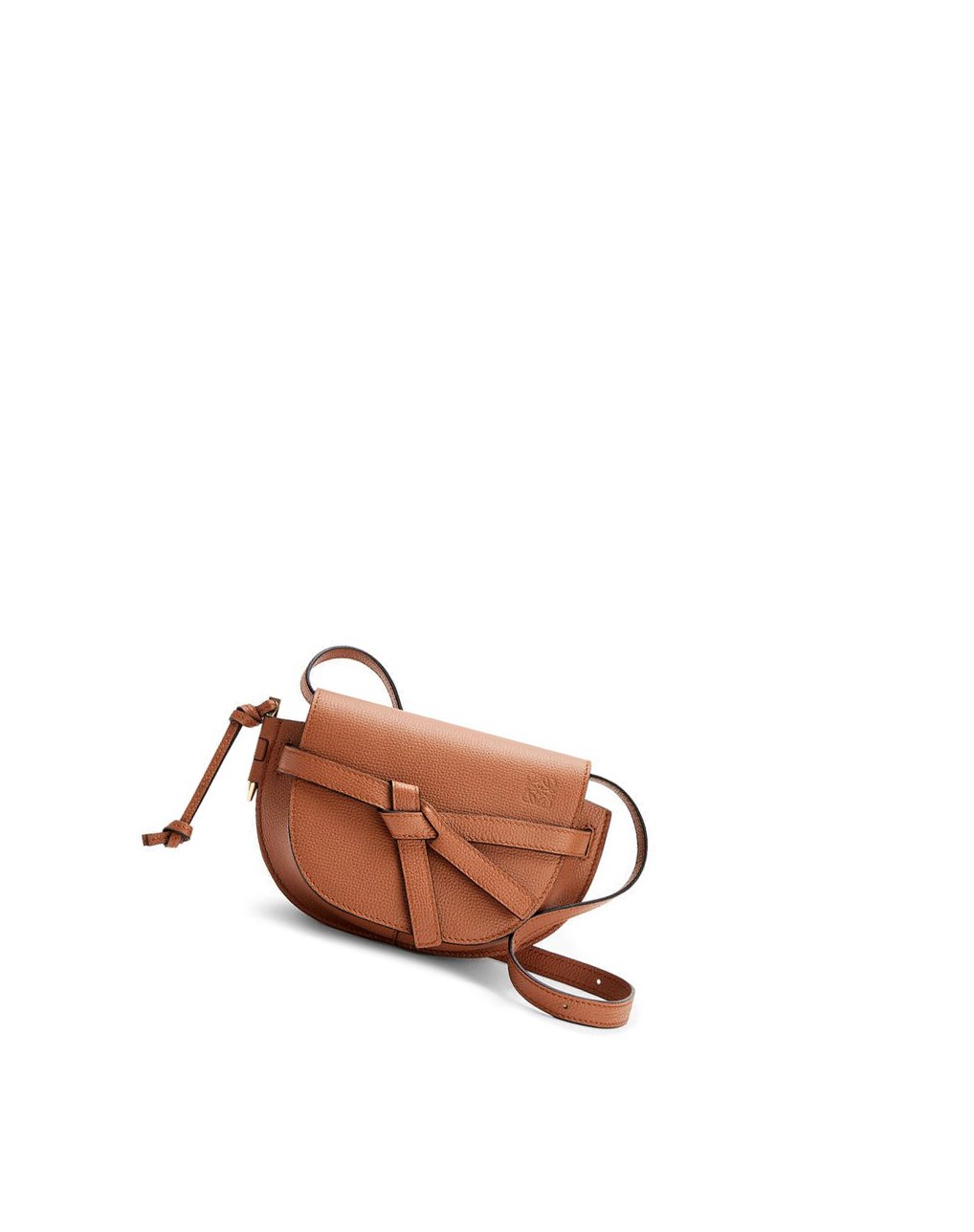 Loewe Mini Gate dual bag in pebble grain calfskin Tan | UZCSL-2437