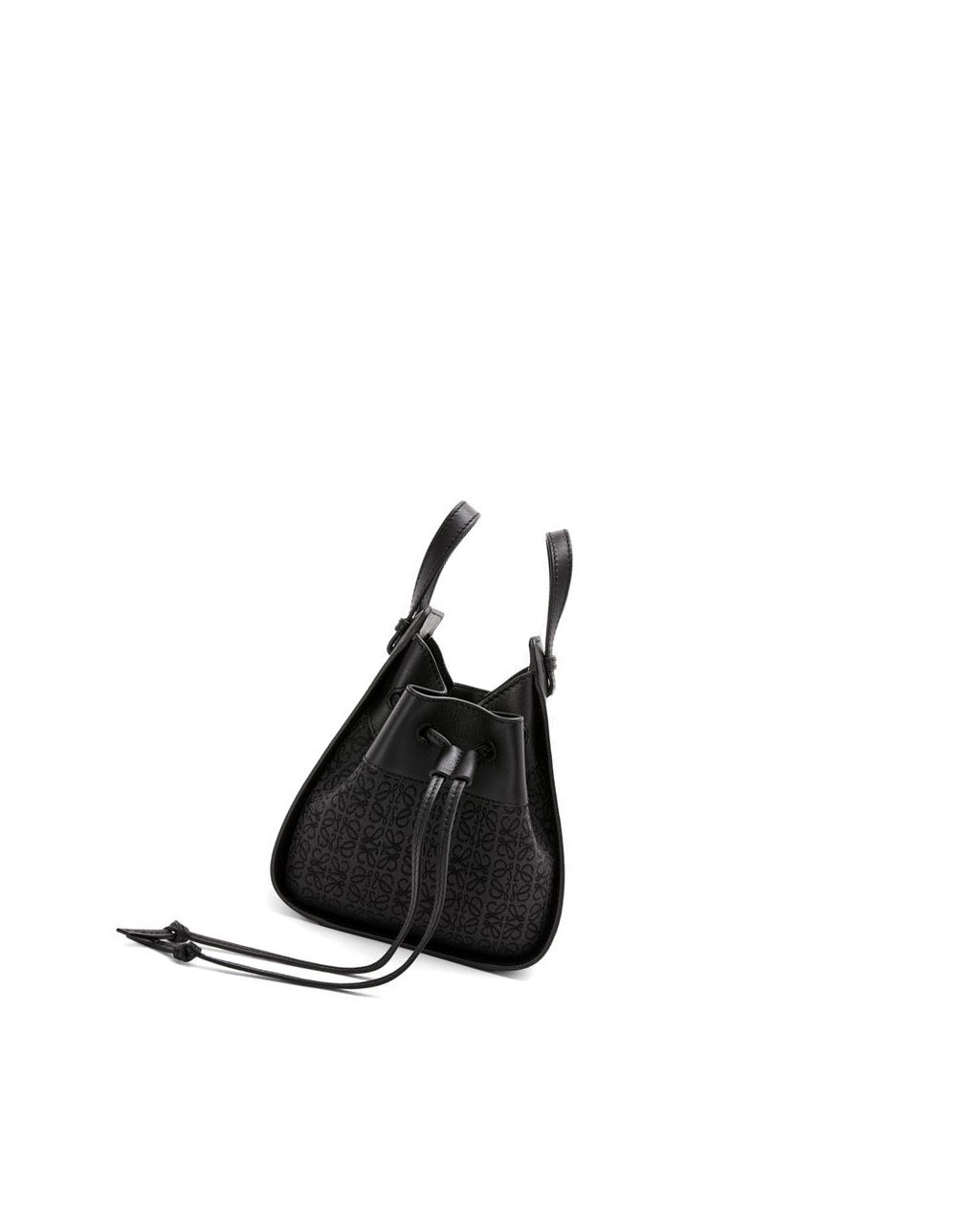 Loewe Mini Hammock drawstring bag in Anagram jacquard and calfskin Negros | DMKUQ-5408