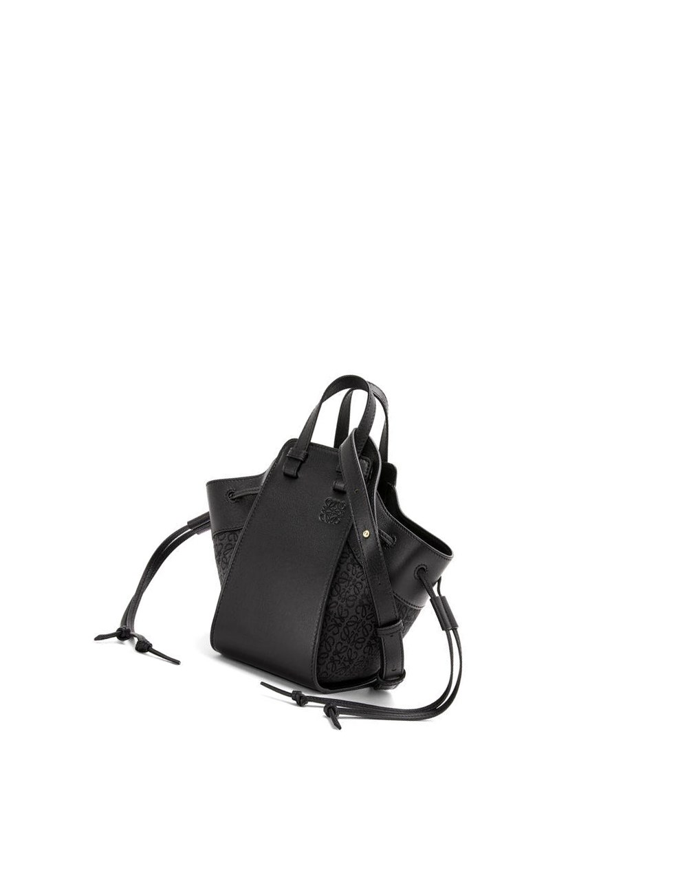 Loewe Mini Hammock drawstring bag in Anagram jacquard and calfskin Negros | MHIKB-2648