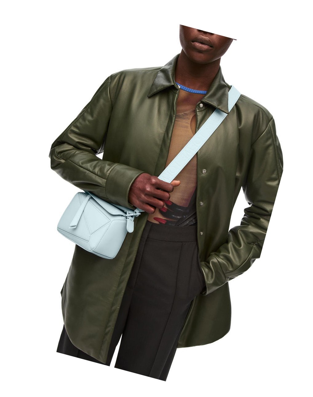 Loewe Mini Puzzle bag in satin calfskin Aquamarine | DRZOL-5604