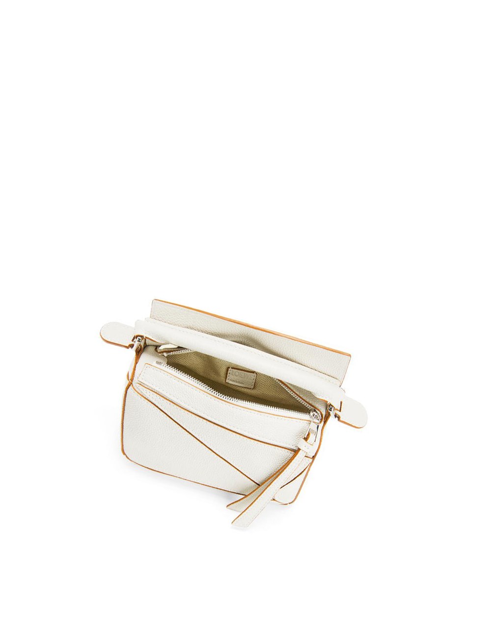 Loewe Mini Puzzle bag in soft grained calfskin Blancos | TWVCZ-0319
