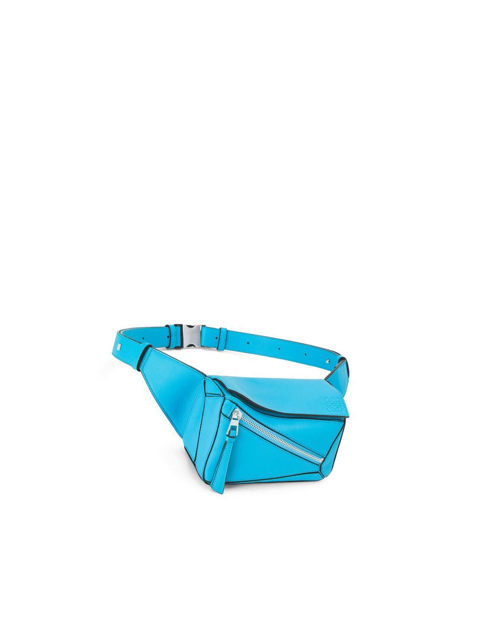 Loewe Mini Puzzle bumbag in classic calfskin Cyan | GCLFZ-5907