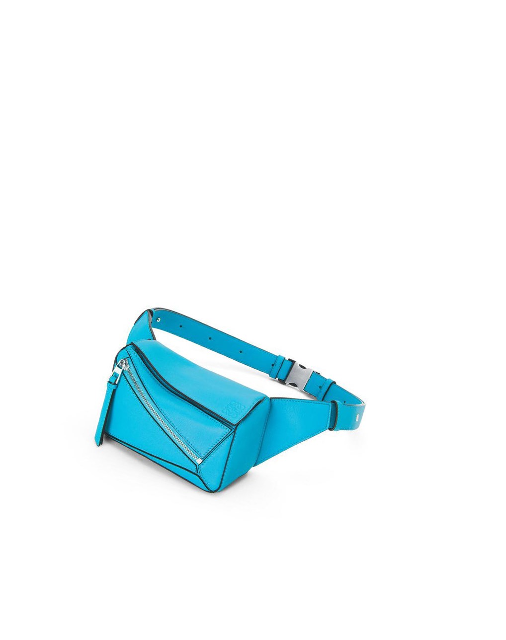 Loewe Mini Puzzle bumbag in classic calfskin Cyan | GCLFZ-5907