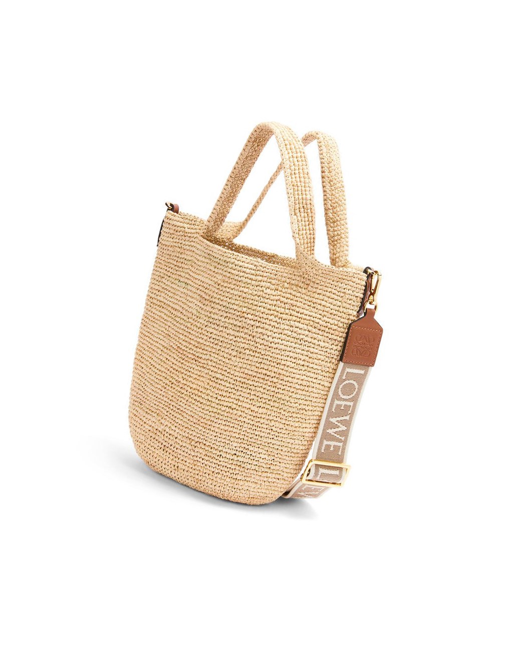 Loewe Mini Slit bag in raffia and calfskin Natural / Tan | TGLDX-2513