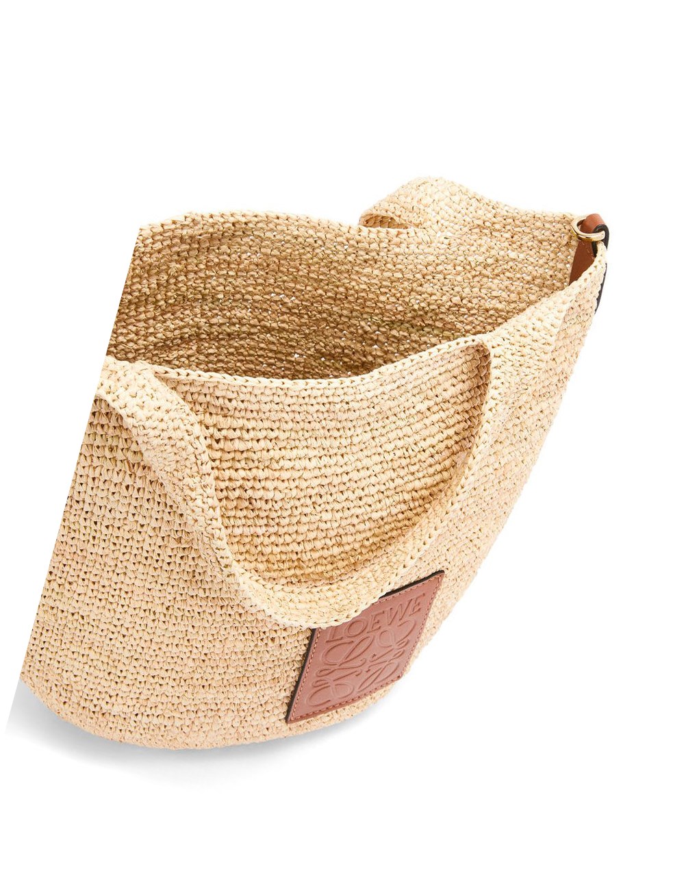 Loewe Mini Slit bag in raffia and calfskin Natural / Tan | TGLDX-2513