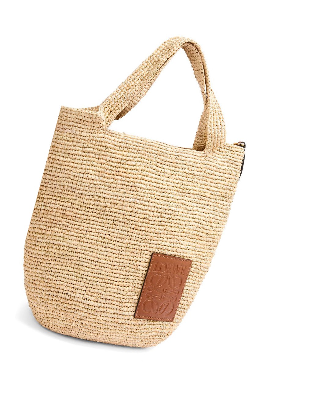 Loewe Mini Slit bag in raffia and calfskin Natural / Tan | TGLDX-2513