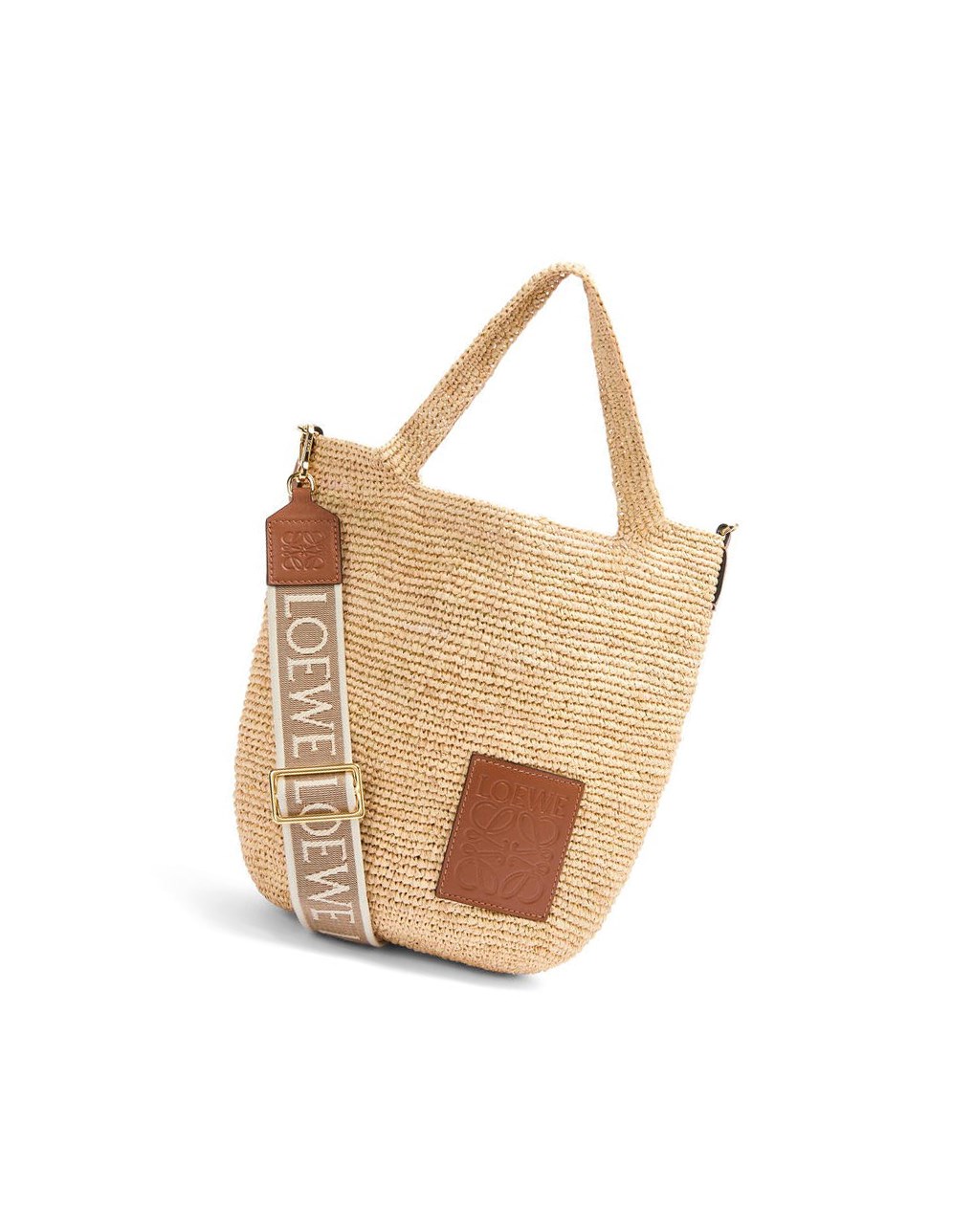 Loewe Mini Slit bag in raffia and calfskin Natural / Tan | TGLDX-2513