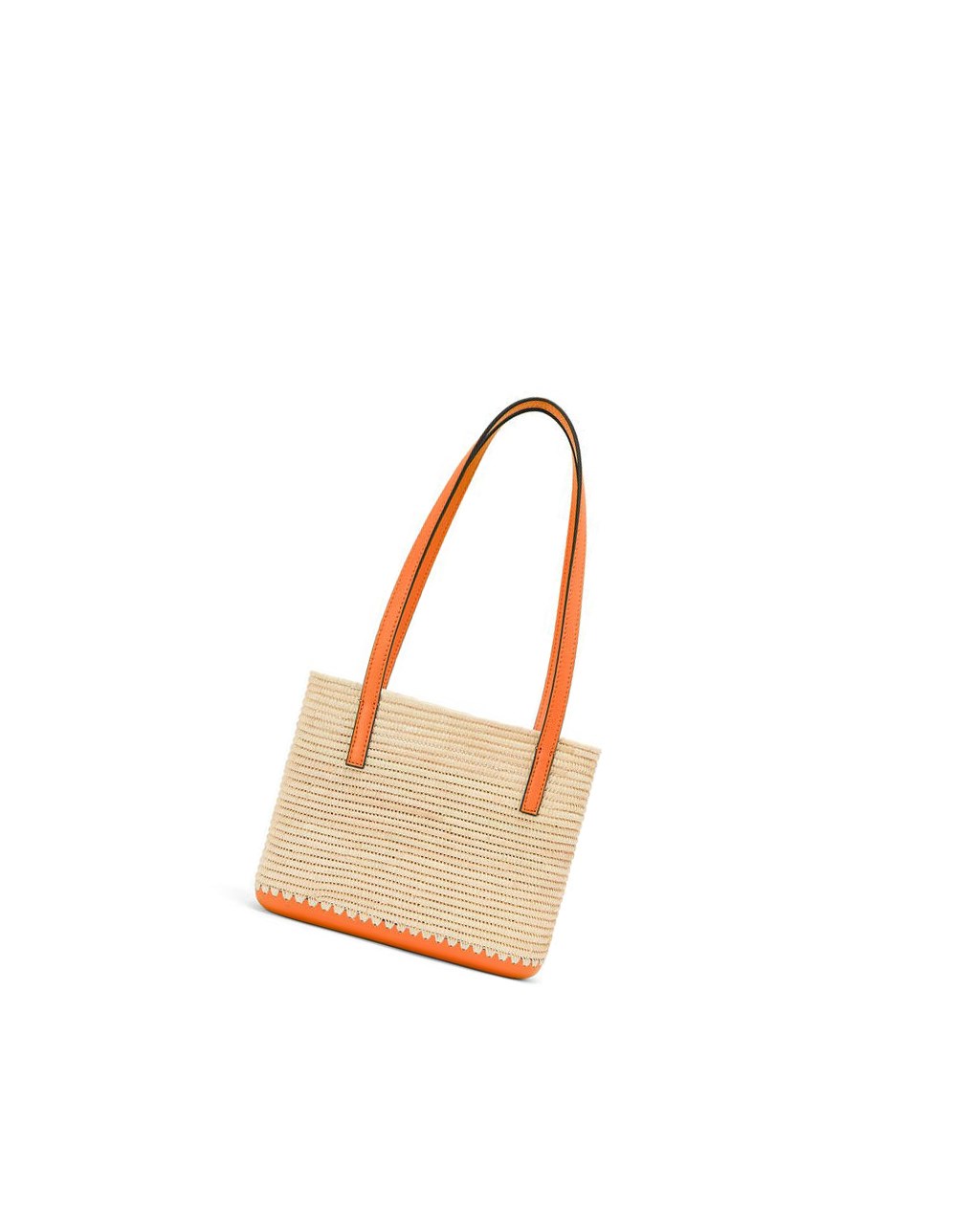 Loewe Mini Square Basket bag in raffia and calfskin Naranjas | RSMNG-9815