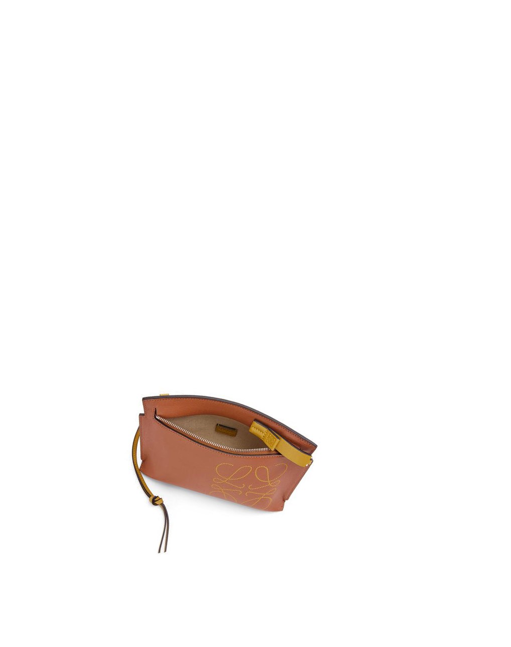 Loewe Mini T Pouch in classic calfskin Tan / Ochre | LPQFB-2475